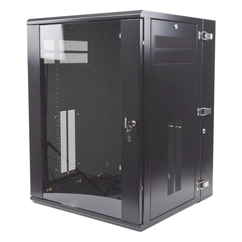 Gabinete PanZone de Montaje en Pared, de 19in, Puerta con Ventana de Seguridad, 18 UR, 635mm de Profundidad, Color Negro - Imagen 3