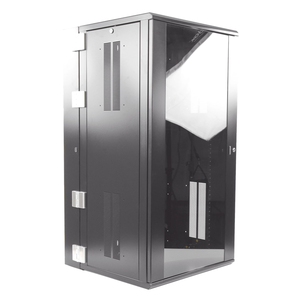 Gabinete PanZone de Montaje en Pared, de 19in, Puerta con Ventana de Seguridad, 26 UR, 635mm de Profundidad, Color Negro - Imagen 4