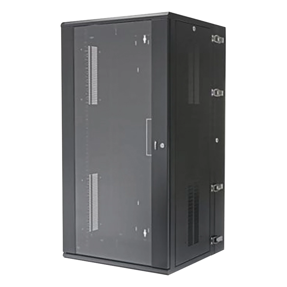 Gabinete PanZone de Montaje en Pared, de 19in, Puerta con Ventana de Seguridad, 26 UR, 635mm de Profundidad, Color Negro