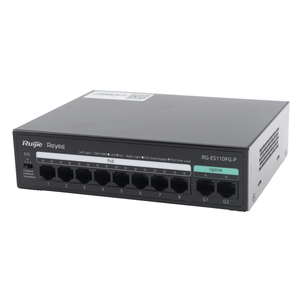Switch PoE+ no Administrable, hasta 110 Watts, 8 puertos PoE+ 10/100 y 2 Uplinks Gigabit 1G - Imagen 2