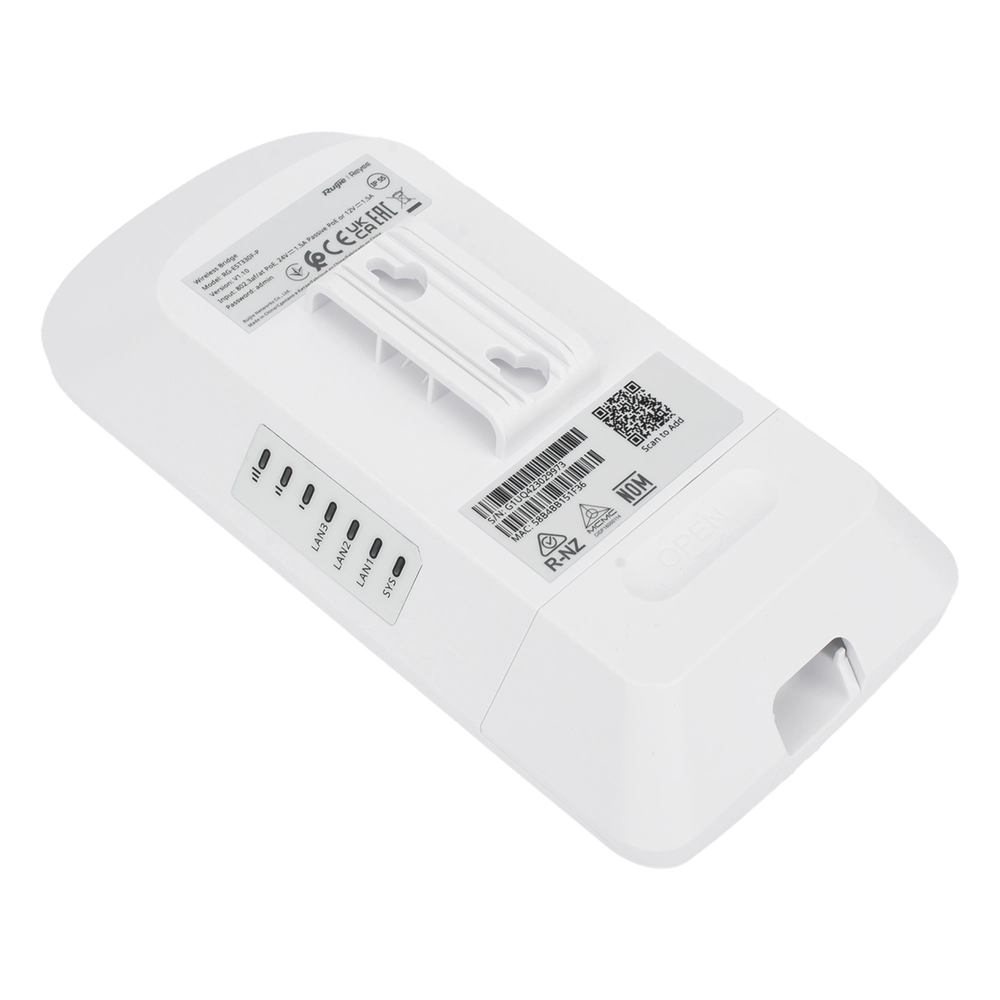 CPE Puente Inalámbrico Punto a Punto / Wi-Fi 5 802.11ac Wave2 867 Mbps / Antena 13 dBi MIMO 2x2 / 2 Puertos PoE Out 802.3AF / Enlace 3 km (1.86 mi) / IP55 Exterior / Ruijie Reyee - Imagen 4