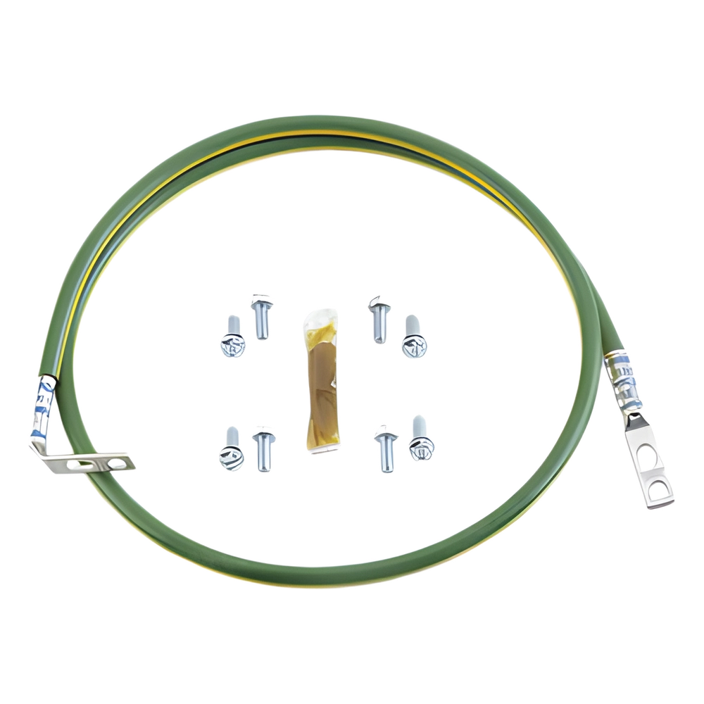 Jumper para Aterrizar Equipos en Racks o Gabinetes, 6 AWG, con Terminal Doblada a 45 Grados, Para Conexión a Tierra y Terminal Recta Para Equipos, 61 cm de Largo
