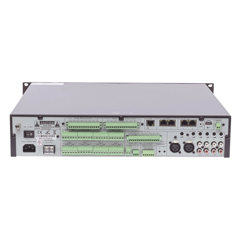 Controlador de Evacuación Por Voz | 500 W | 8 Zonas independientes | 4 entradas de audio y 2 entradas de micrófono - Imagen 4
