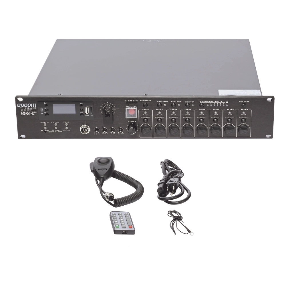 Controlador de Evacuación Por Voz | 500 W | 8 Zonas independientes | 4 entradas de audio y 2 entradas de micrófono - Imagen 5