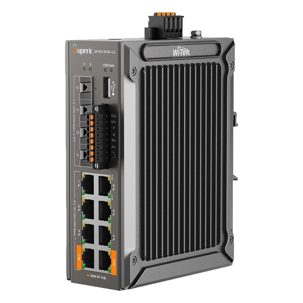 Switch de Red SP3012FM-L2(V3) / 8 Puertos 10/100/1000Mbps PoE / 4 Puertos SFP 1000M/2.5Gbps / Capacidad de Conmutación 36Gbps / Presupuesto PoE 240W / Alimentación Dual DC / Instalación DIN-rail, Pared o Escritorio / Certificaciones C - Imagen 2