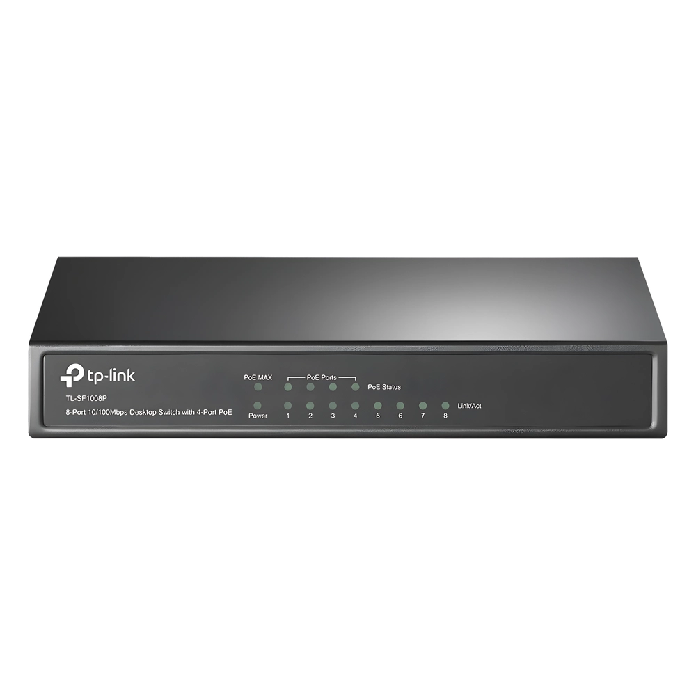 Switch PoE+ No Administrable / De Escritorio 8 puertos 10/100 Mbps / 4 puertos PoE af/at Inteligente / Presupuesto 66 W / Hasta 250 metros