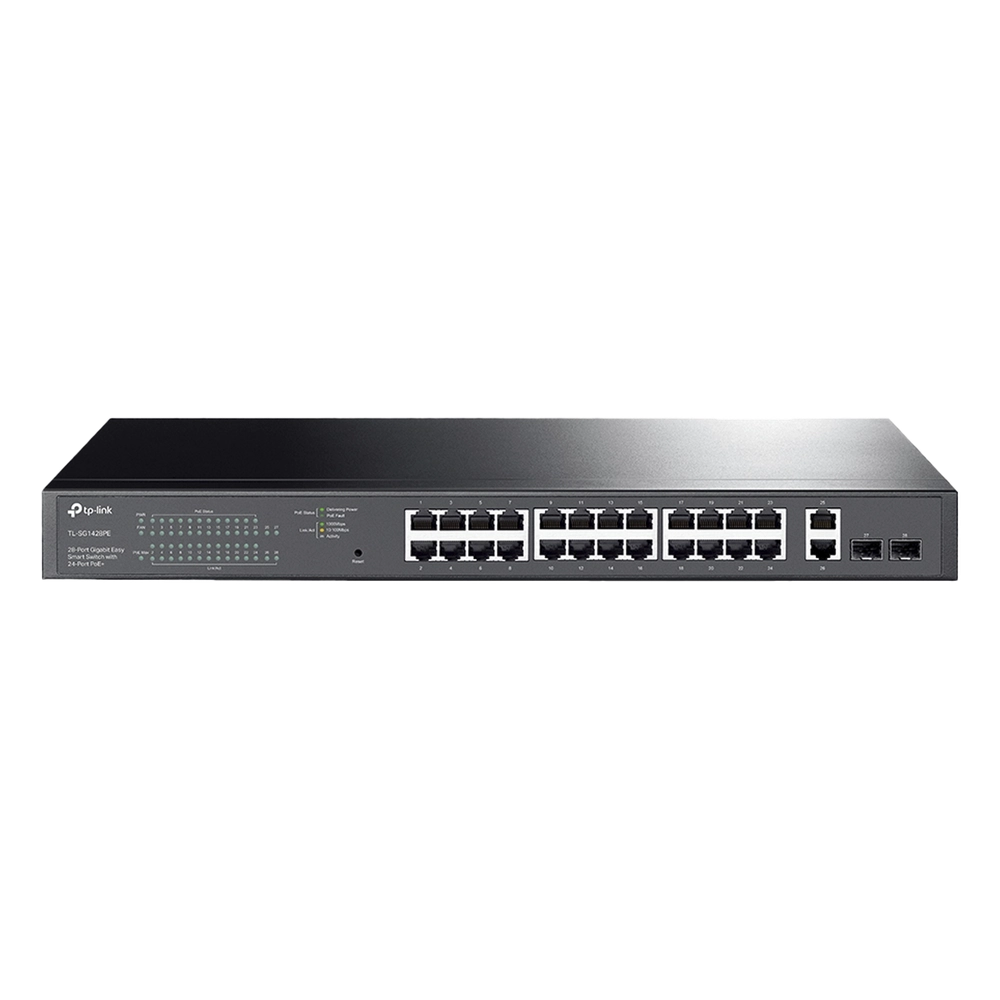 Switch PoE Administrable 24 puertos 10/100/1000 Mbps / 2 puertos SFP / 24 puertos PoE af/at / Presupuesto PoE 250W /