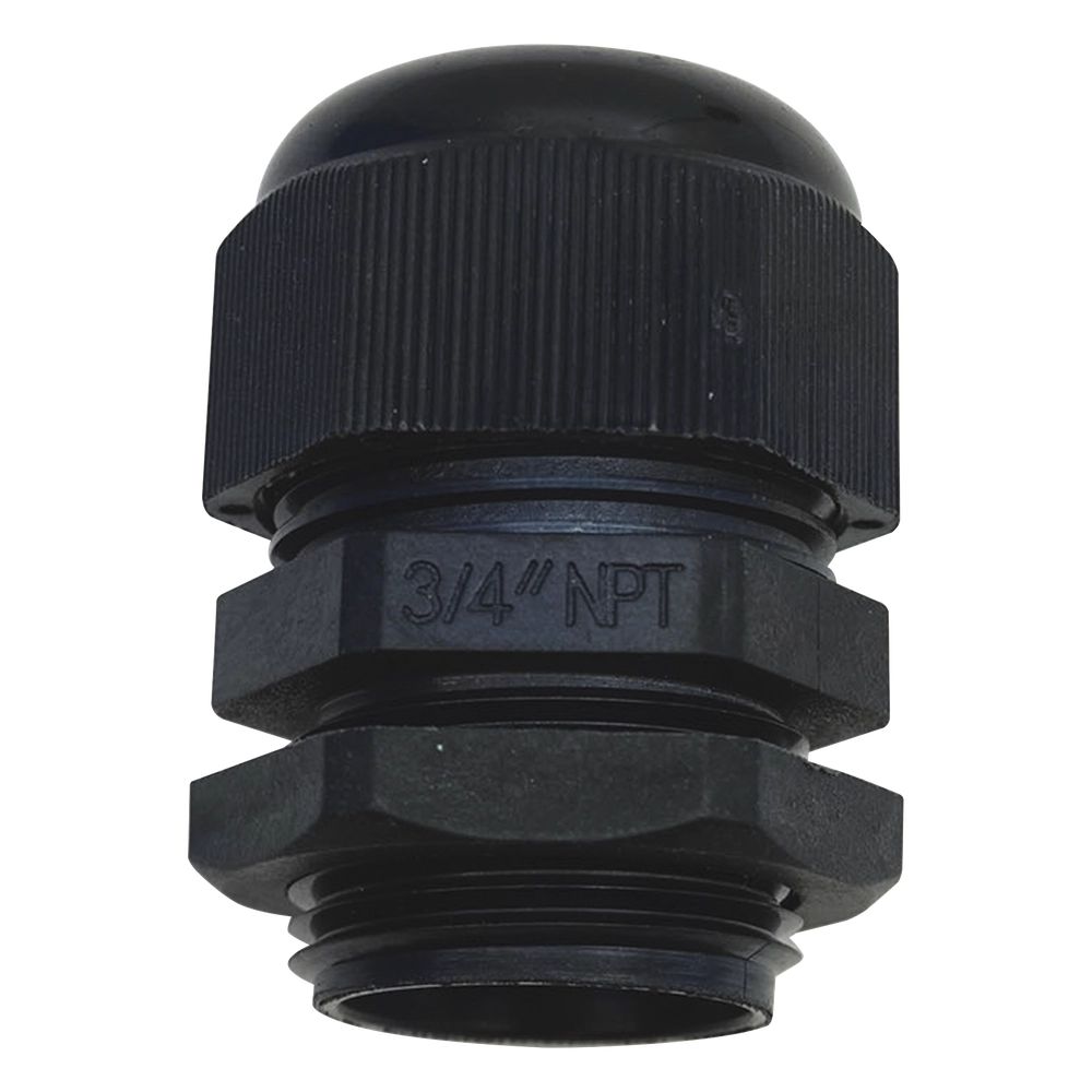 Conector Plástico Negro Tipo Glándula para Rosca NPT 3/4" - Imagen 2