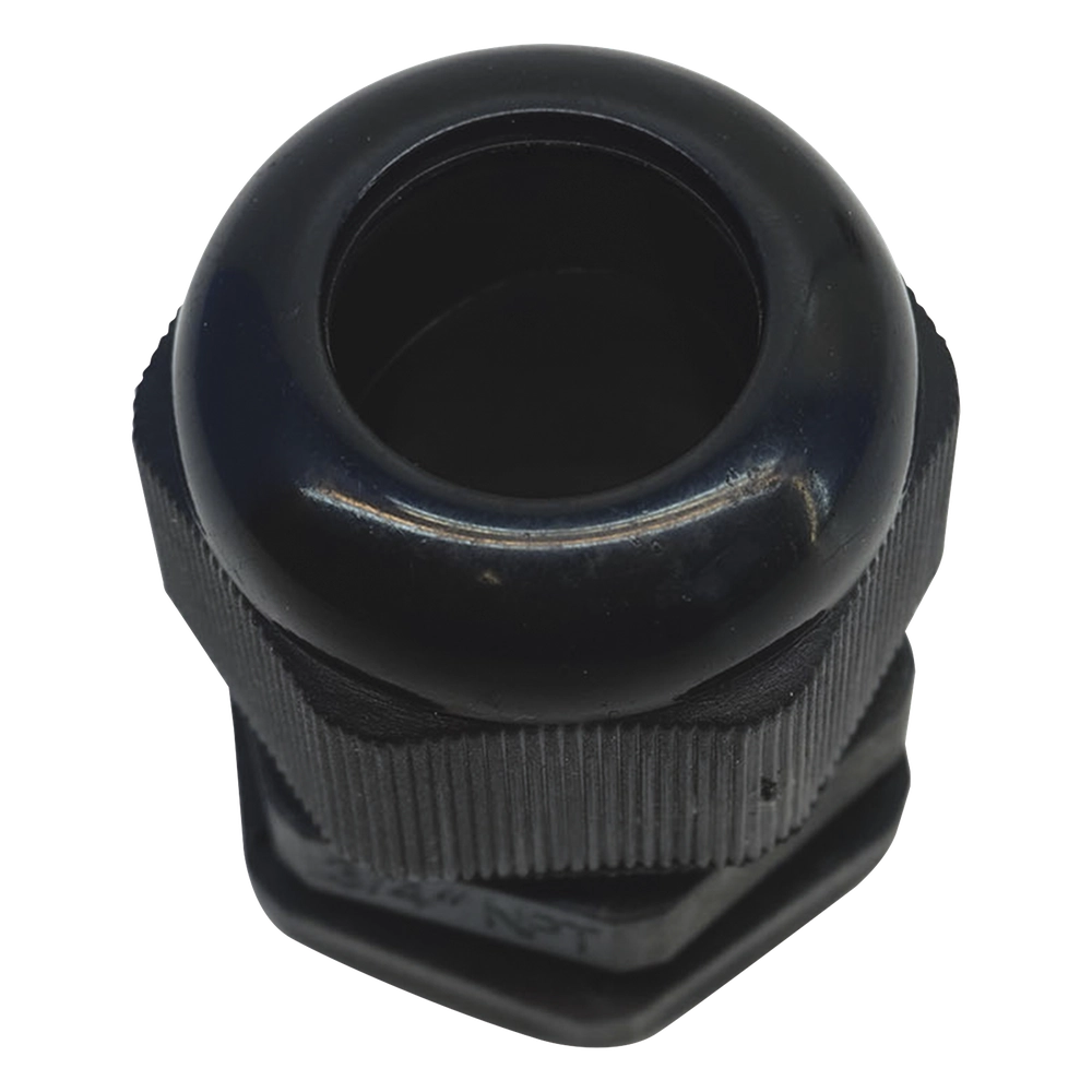 Conector Plástico Negro Tipo Glándula para Rosca NPT 3/4"