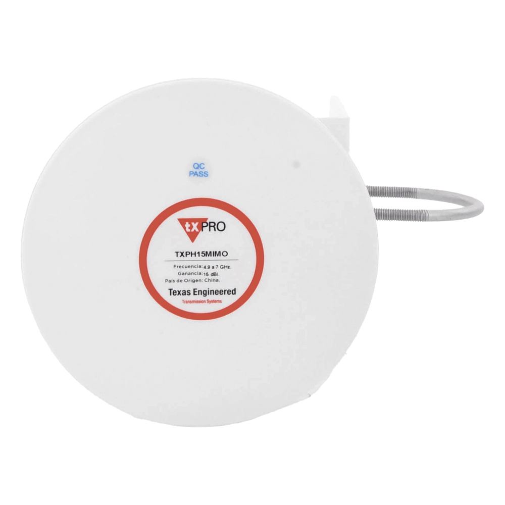 Antena Tipo Horn de 45 °, 15 dBi, 4.9 - 7GHz, Ideal para ambientes de alto ruido, Tipo de conector RPSMA, con montaje y jumpers incluidos