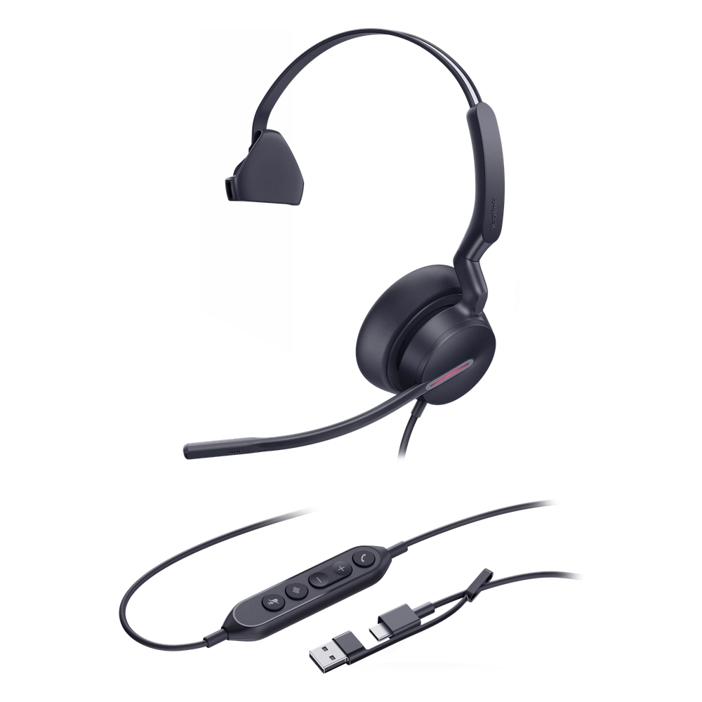 Auriculares Yealink UH46 Mono con cancelación de ruido por IA para Microsoft Teams, USB-C/A e indicador de ocupado - Imagen 3