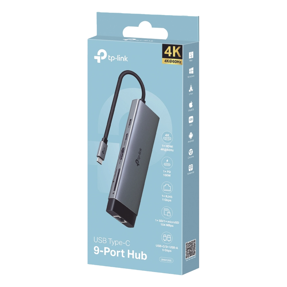 Adaptador HUB 9 en 1, 1 puerto USB-C entrada, 1 puerto HDMI 4K, 1 puerto Ethernet Gigabit, 1 puerto SD y MicroSD, 1 puerto USB-C y 3 puertos USB-A - Imagen 4
