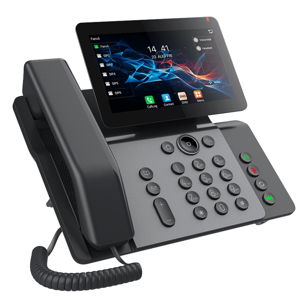 Teléfono IP Empresarial V66 Prime, Pantalla Táctil Color 7 Pulgadas, Audio HD Opus, Video 1080p, Wi-Fi 6, Bluetooth 5.4, 20 Líneas SIP, 6-Way Conference, PoE, Material Antibacterial - Imagen 3