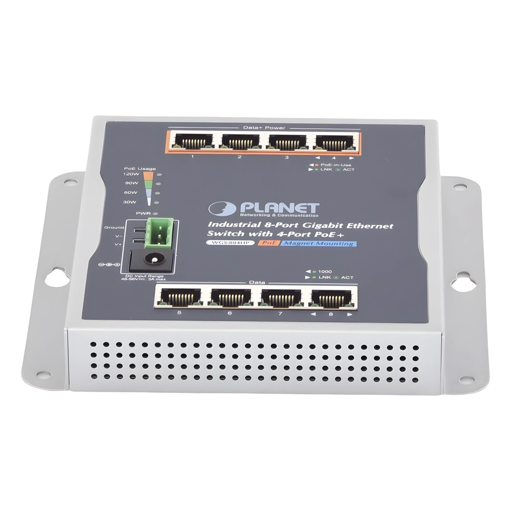 Switch Industrial No Administrable, Múltiple Montaje (Pared, Riel DIN y Magnético), 8 Puertos Gigabit con 4 puertos PoE 802.3at, Hasta 120 W. - Imagen 4