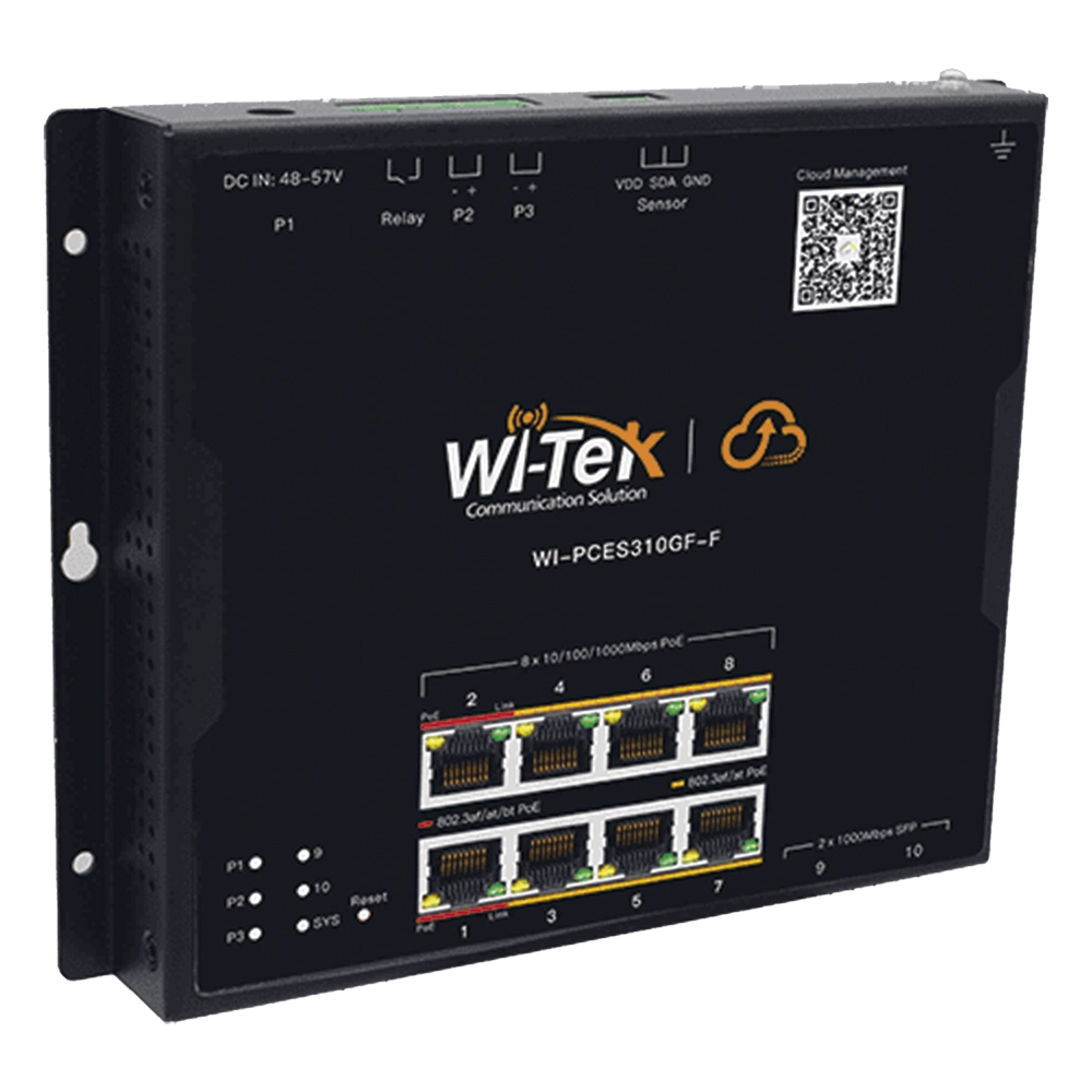 Switch L2 PoE Industrial / Administración Cloud Gratuita / 8 Puertos PoE af/at/bt 10/100/1000 Mbps / 2 Puertos SFP Gigabit / Máx Presupuesto PoE 145 W / Montaje Magnético - Riel DIN. - Imagen 2