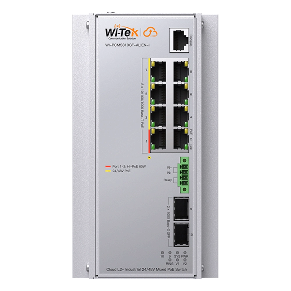 Switch Industrial Administrable Gigabit con 2 Puertos PoE bt + 6 Puertos PoE af/at o 24 V Pasivo + 2 SFP Gigabit, 240 W - Imagen 2