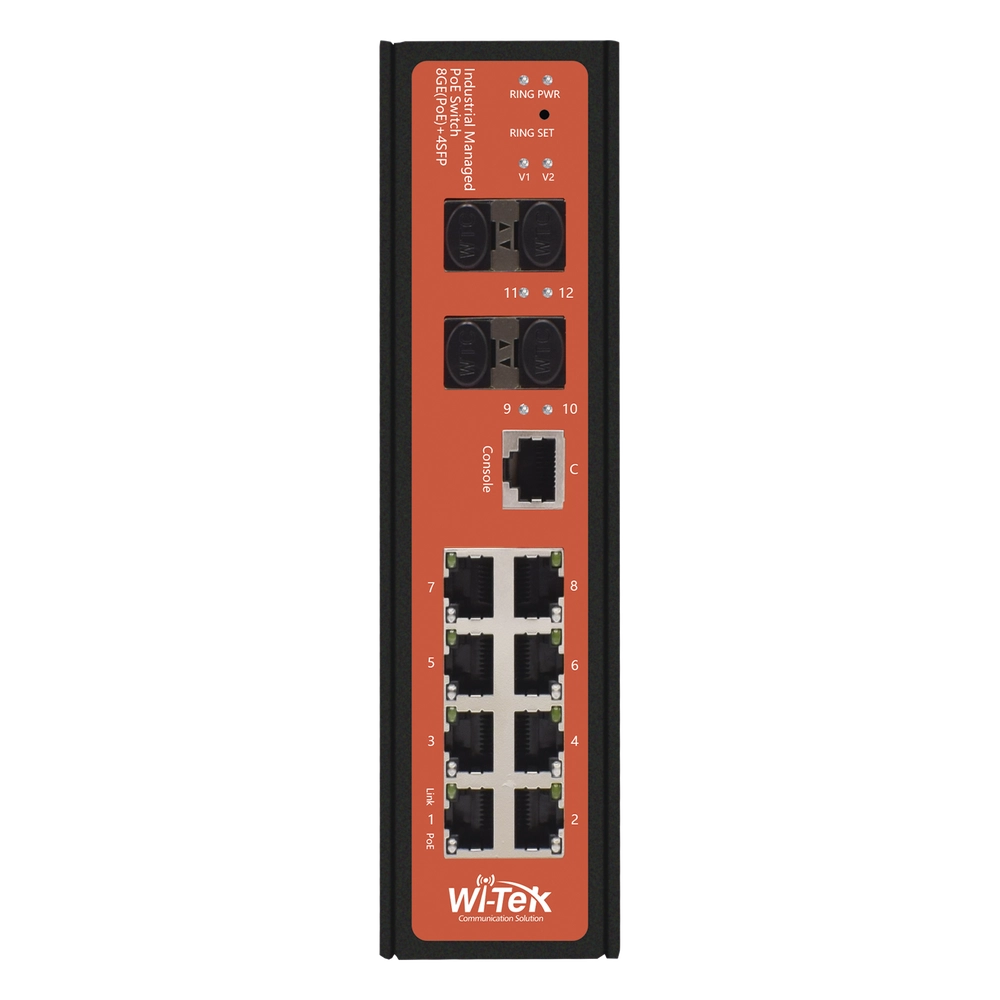 Switch Industrial Administrable / PoE Mixto 24/48V / 8 Puertos Gigabit + 4 SFP / Puertos 3-4 802.3 af/at/bt 60W / Protección 8kV / Riel DIN - Imagen 3
