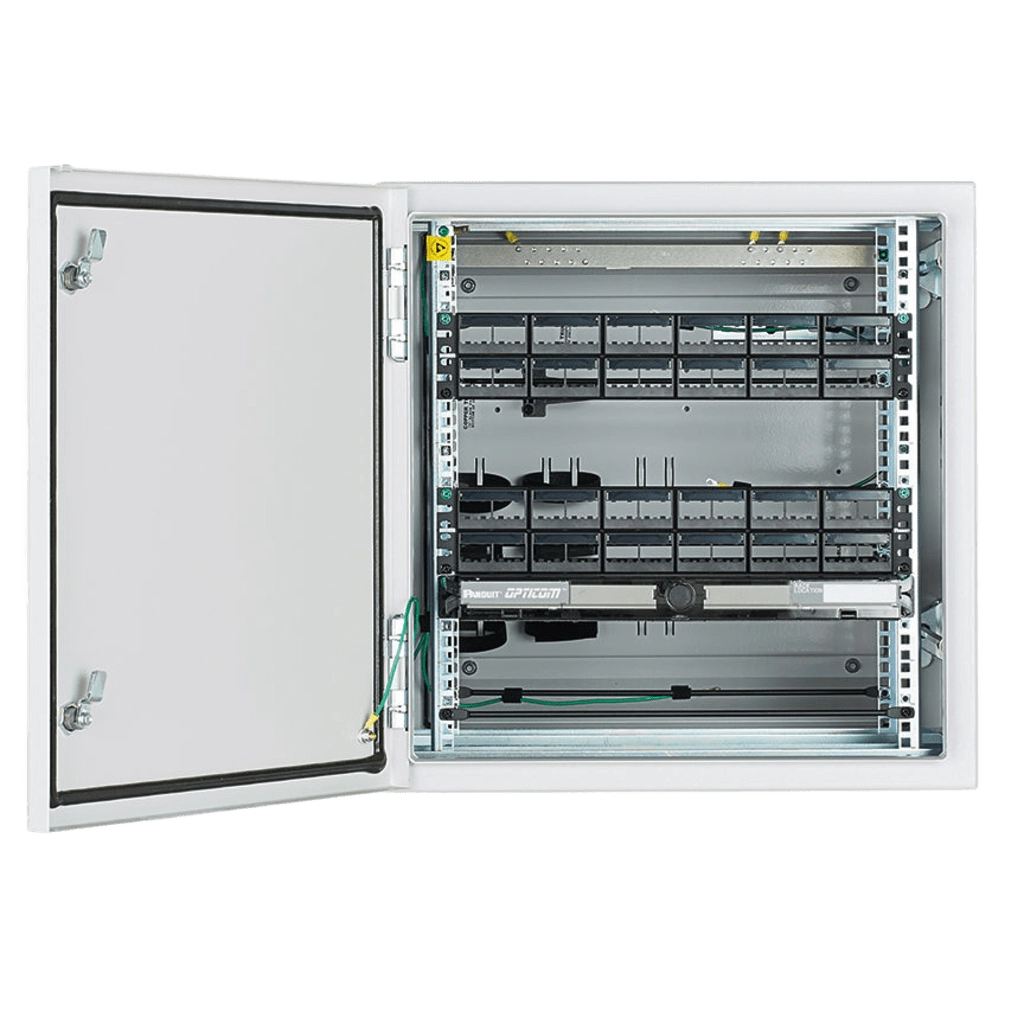 Gabinete Industrial Preconfigurado de Montaje en Pared, Fabricado en Acero Bajo en Carbono, Protección NEMA 4/4X/12 IP66, de 12 UR, Color Gris