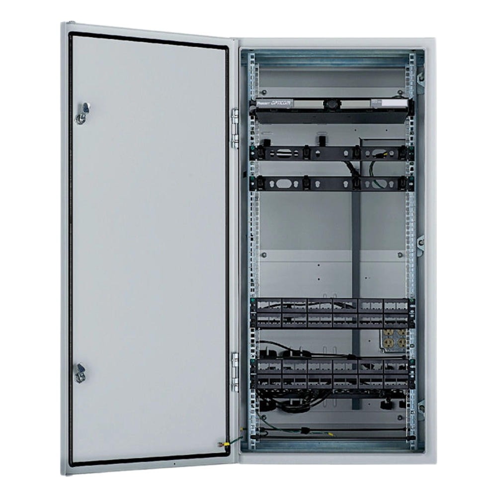 Gabinete Industrial Preconfigurado de Montaje en Pared, Fabricado en Acero Bajo en Carbono, Protección NEMA 4/12 IP66, de 26 UR, Color Gris